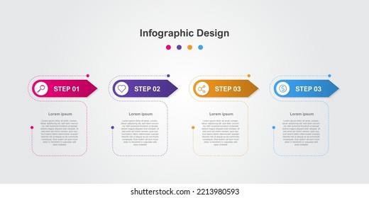Four Steps Colorful abstract business infographic template