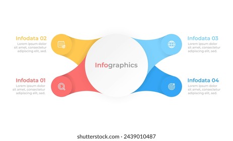 Four steps cycles infographics template. Business process with marketing icons and 4 options, steps. Vector illustration.
