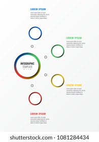 four steps design layout infographic template with round 3d realistic elements. process diagram for brochure, banner, annual report