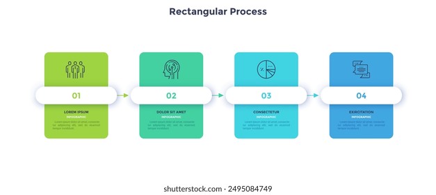 Four steps of effective startup rectangular process infographic chart design template. Business analytics infochart with icons. Instructional graphics with sequence. Visual data presentation