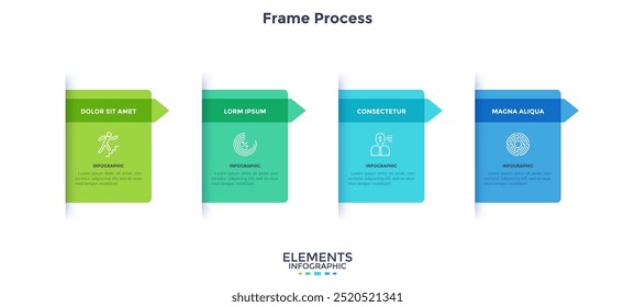 Four steps of effective startup rectangular process infographic chart design template. Business analytics infochart with icons. Instructional graphics with sequence. Visual data presentation