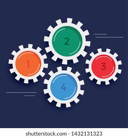 four steps gears infographic background