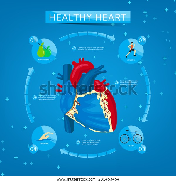 Four Steps Healthy Heart Infographics About Stock Vector (Royalty Free ...
