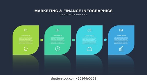 Four Steps Horizontal Infographic Design Template with icons and text.
