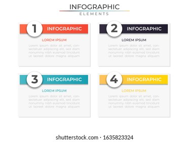 Four steps infographic design template with rectangle elements. Vector for company and corporate business project and presentation. Eps 10