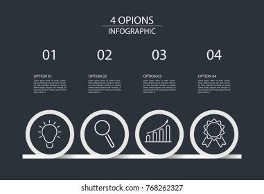 Four steps infographic design template circle style three option or step for business presentation, vector illustration