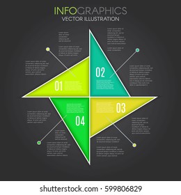 Four Steps Infographic Eco Template. Modern Business Option Banner. Illustrate a Strategy, Workflow or Team Work. Template for Brochure. Business Web Design. Vector illustration 