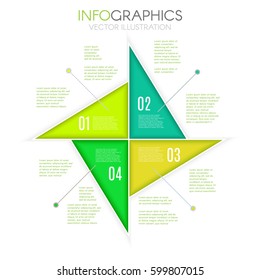 Four Steps Infographic Eco Template. Modern Business Option Banner. Illustrate a Strategy, Workflow or Team Work. Template for Brochure. Business Web Design. Vector illustration 
