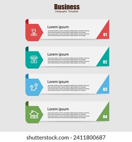 Four steps infographic elements template vector.