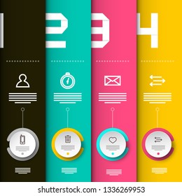 Four Steps Infographic Layout with Icons and Sample Text