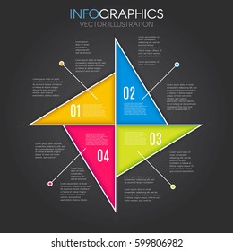 Four Steps Infographic Template. Modern Business Option Banner. Illustrate a Strategy, Workflow or Team Work. Template for Brochure. Business Web Design. Vector illustration 