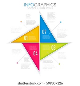 Four Steps Infographic Template. Modern Business Option Banner. Illustrate a Strategy, Workflow or Team Work. Template for Brochure. Business Web Design. Vector illustration 