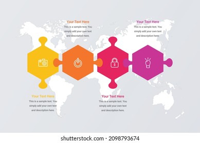 four steps infographic template with puzzle pieces