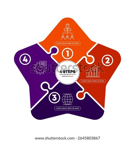 Four Steps Infographic Template A Star Shaped Puzzle Design for Business Processes