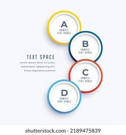 four steps infographic timeline in circle design and text space 