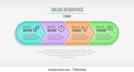 Four steps infographic timeline, presentation, report, web design layout. Color swatch control