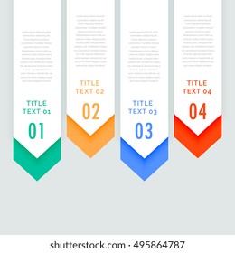 four steps infographic vertical banners with arrow going down