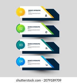 Plantilla de diseño de banner Infographics de cuatro pasos.