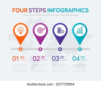 Four steps infographics - can illustrate a strategy, workflow or team work.