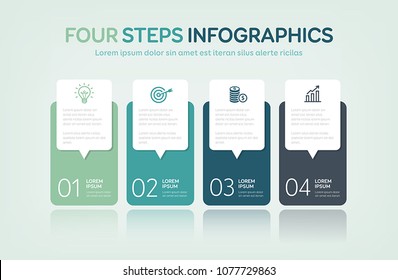 Four steps infographics - can illustrate a strategy, workflow or team work.