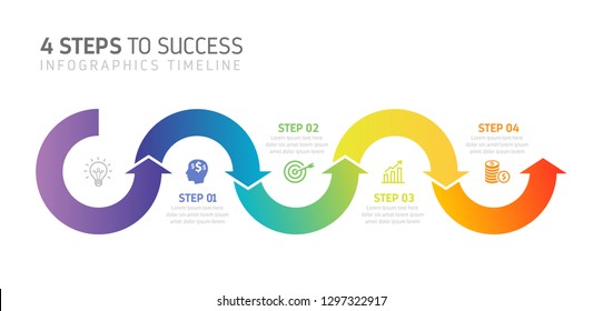 Four steps infographics - can illustrate a strategy, workflow, team work, timeline etc.