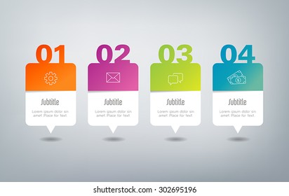 Four steps infographics - can illustrate a strategy, workflow or team work.