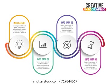 Four steps infographics - can illustrate a strategy, workflow or team work.