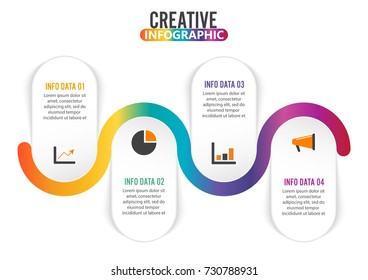 Four steps infographics - can illustrate a strategy, workflow or team work.