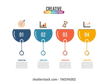 Four steps infographics - can illustrate a strategy, workflow or team work. 