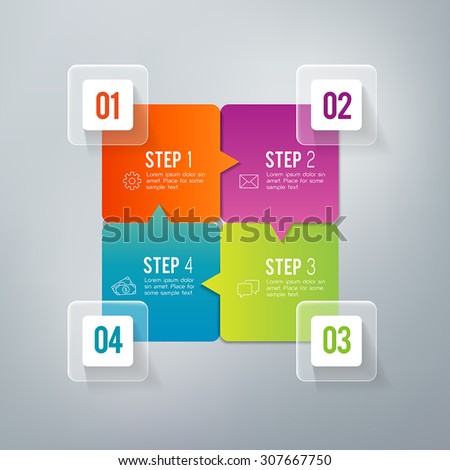 Four steps infographics - can illustrate a strategy, workflow or team work.