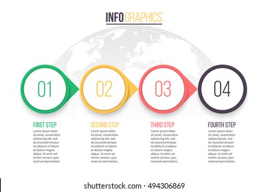 Four steps infographics. Chart, diagram, graph with 4 steps, options, parts.