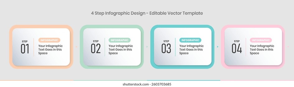 Four Steps Infographics Design Template - Graph, Pie chart, workflow layout, vertical rectangular box diagram, brochure, report, presentation, web design graphic elements editable vector illustration