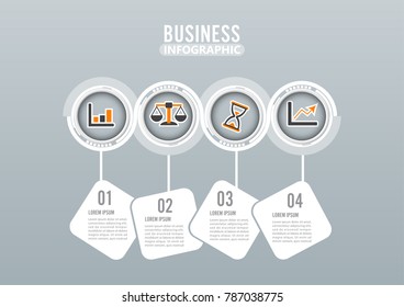 Four steps infographics design vector and marketing icons can be used for workflow layout, diagram, report, web design. Business concept with options, steps or processes.