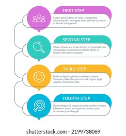 Four steps infographics template with creative colorful frames