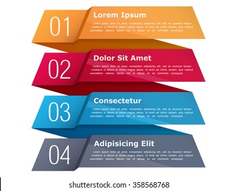 Four steps, infographics template with four elements and place for your text, can be used as process, steps or options, origami ribbon style, vector eps10 illustration