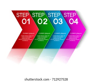 Four steps of infographics.Infographics in the form of an arrow with text. Different color infographic elements for business and advertising.Flat elements for the design of the presentation.