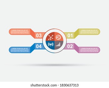 Four steps modern infograph template design Free Vector
