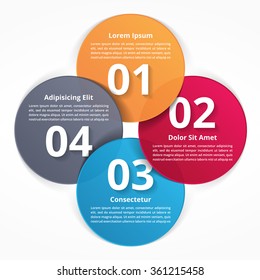 Four steps or options circle infographics design template, vector eps10 illustration