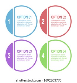 Cuatro pasos o opciones plantilla infográfica con números/ Conjunto de etiquetas