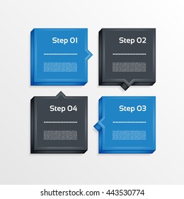 Four steps process arrows - design element. Vector.