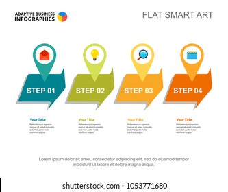 Four steps process chart. Business data. Workflow, startup, design. Creative concept for infographic, templates, presentation. Can be used for topics like consulting, management, planning.