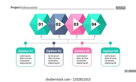 Four steps process chart slide template. Business data. Structure, diagram, design. Creative concept for infographic, presentation. Can be used for topics like marketing, logistics, analysis.