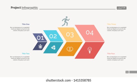 Four steps process chart slide template. Business data. Option, diagram, design. Creative concept for infographic, presentation. Can be used for topics like marketing, strategy, economics.