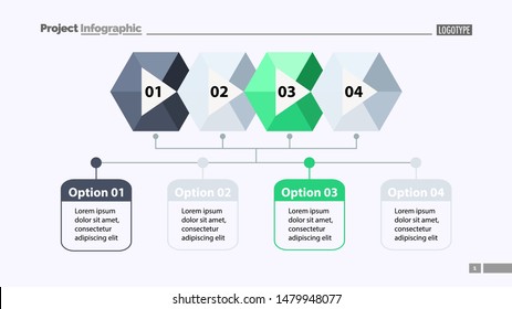 Four steps process chart slide template. Business data. Structure, diagram, design. Creative concept for infographic, presentation. Can be used for topics like marketing, logistics, analysis.