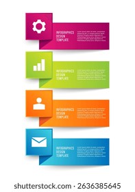 Four Steps Process Vertical Infographic Template. Template for Business and Marketing Presentations or Reports