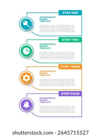 Four steps or processes vertical infographic layout