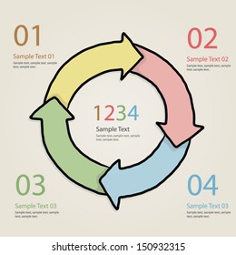 four steps progression circular, four color/ cartoon vector and illustration, isolated on white background.