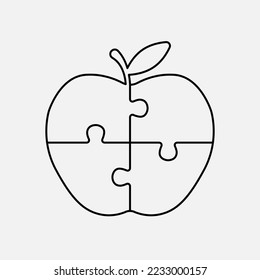 Four steps puzzle diagram infographic. Business, idea, flow concept. Template silhouette apple for 4 options, parts, processes. Jigsaw timeline info graphic. Can be used for process, presentation