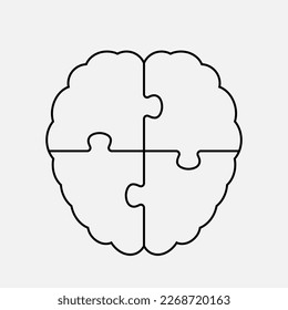 Four steps puzzle diagram infographic. Business, idea, flow concept. Template silhouette brain for 4 options, parts, processes. Jigsaw timeline info graphic. Can be used for process, presentation