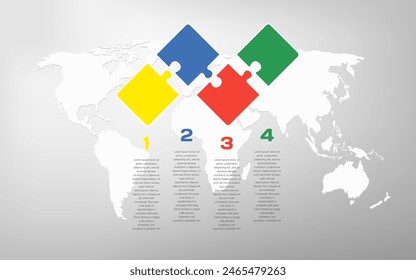 Infografía de la línea de rompecabezas de cuatro pasos. Negocio, idea, concepto de flujo. Plantilla para 4 opciones, piezas, procesos. Gráfico de información de rompecabezas. Se puede utilizar para el proceso, presentación, diseño, Anuncio, gráfico